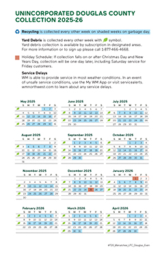 Chelan / Douglas County Even Week Collection Calendar title=