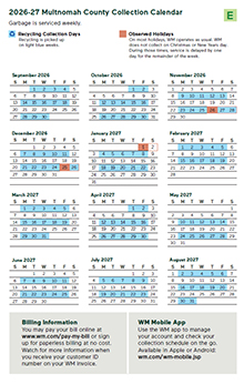 Even week collection calendar