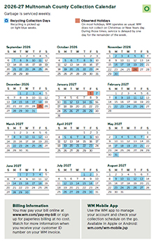 Odd week collection calendar